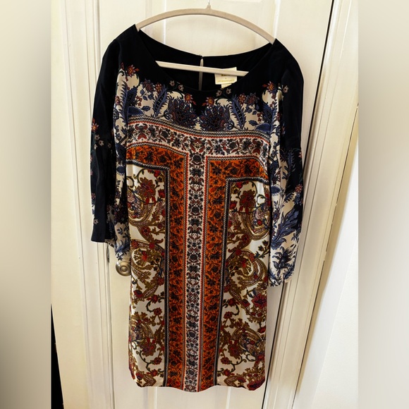 Anthropologie Maeve 100% Silk Paisley Dress Barcelona with Wide Sleeves size 8 - Picture 2 of 9